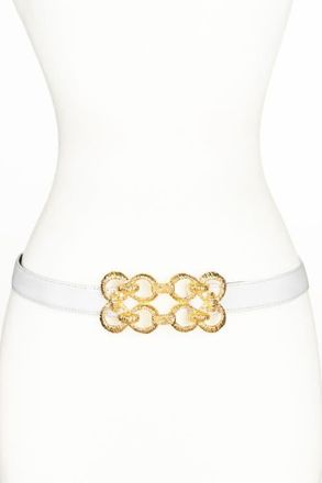 Raina Golden Loops Buckle Leather Belt in White at Nordstrom, Size Medium