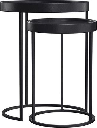 Rendez-Vous D&eacute;co Mesa Auxiliar De Metal Negro (juego De 2) - Swan