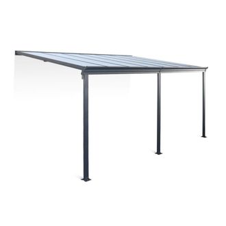 Sweeek P&eacute;rgola 3x4 4m de aluminio con canal&oacute;n, antracita