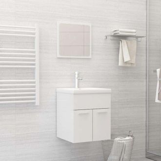 vidaXL Set Muebles De Ba&ntilde;o 2 Piezas Madera Contrachapada Blanco Brillo Vidaxl