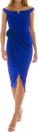 Joseph Ribkoff Off Shoulder Sheath Dress In Royal Sapphire