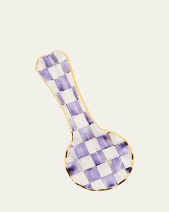 MacKenzie-Childs Plum Check Ceramic Spoon Rest