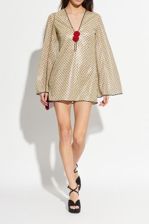 Os&eacute;ree Dress With Lurex Thread, Womens, Gold