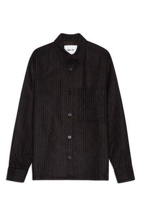 Nn.07 Freddy 1630 Pinstripe Wool Blend Button-Up Shirt Jacket in Brown Stripe at Nordstrom Rack, Size Xx-Large