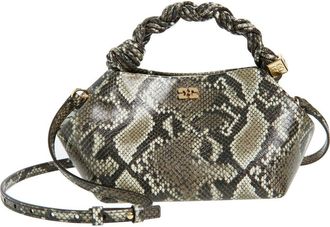 Ganni Small Bou Leopard Print Handbag in Egret at Nordstrom