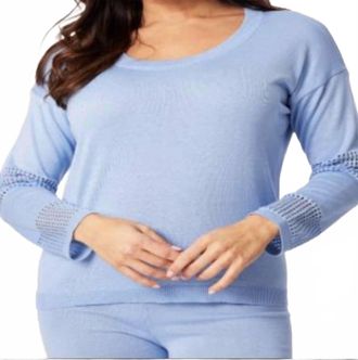 Angel Pointelle Knit Sweater In Sky Blue