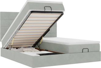 vidaXL Vidaxl - Estructura De Cama Otomana Colchones Terciopelo Gris Claro
