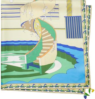 Tory Burch The Pool Square Silk Scarf in The Pool Square Blue at Nordstrom