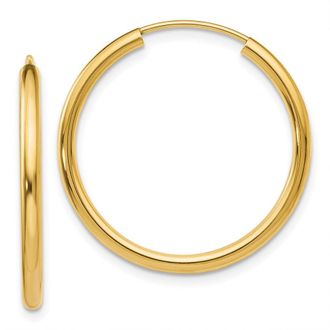 Diamond2Deal 10k Yellow Gold Round Endless Hoop Earrings 1.14g