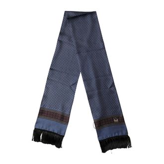 Dolce & Gabbana Foulard de seda con flecos geom&eacute;tricos - Accessories - Hombre - Azul - ONE SIZE