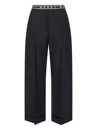 Marni Black Wide-Leg Virgin Wool Trousers