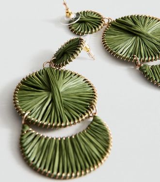 Mango Orecchini lunghi design circolare verde pastello - Donna - Taglia unica - MANGO