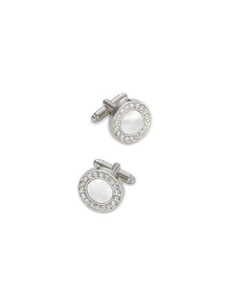 Paul Fredrick Mother Of Pearl & Crystal Cufflinks in Silver at Nordstrom