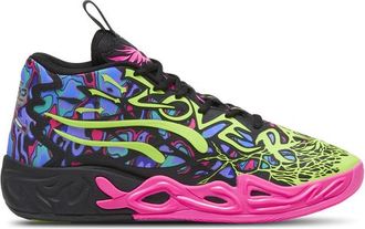 Puma Mens Lamelo Ball PUMA MB.04 Heem - Basketball Shoes Black/Luminous Pink/Electric Lime Size 10.0