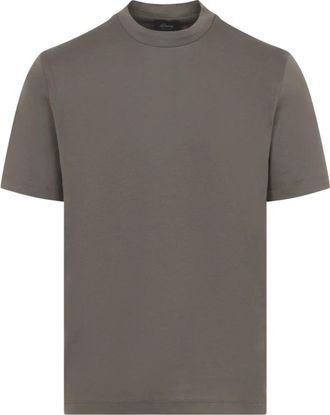 Brioni Katoenen Jersey T-shirt - Heren - T-shirts - Bruin - L - Katoen - Tops