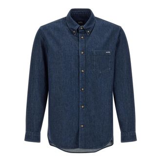A.P.C. The New Greg Shirt - Heren - Spijkeroverhemden - Blauw - L - Katoen - Overhemden