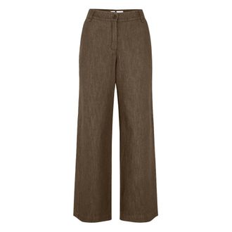 Bomboogie Pantalones Palazzo de sarga de algod&oacute;n - Trousers - Mujer - Marr&oacute;n - 2XS