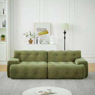 STILVORA Divano Modulare 2 Posti In Ciniglia Con Schienale Ergonomico E Braccioli Larghi, Senza Montaggio, Verde