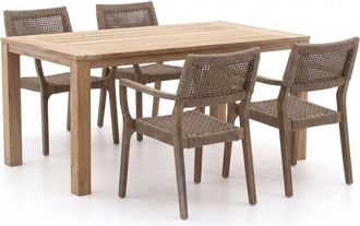 Rough Country Rustic Furniture ROUGH-L Rope/ROUGH-S 160cm dining tuinset 5-delig stapelbaar
