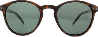 Polaroid ronde unisex mat Havana groen gepolariseerde zonnebril