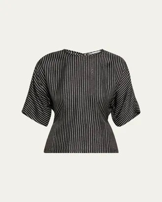 Max Mara Striped Tie-Back Silk Shirt