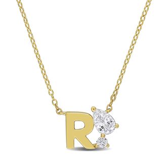 Mimi & Max 3/4ct TGW Created White Sapphire Q Initial Necklace Yellow Plated Sterling Silver