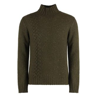 Malo Cashmere Knitwear, male, Green, Size: 2XL Heather Cashmere Turtleneck Sweater