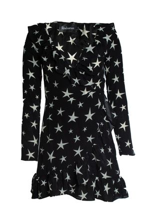 R&eacute;alisation black and white star wrap dress