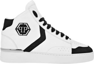 Philipp Plein Schoenen, unisex, Wit, 45 EU, Leer, High Project Mid-Top Sneakers