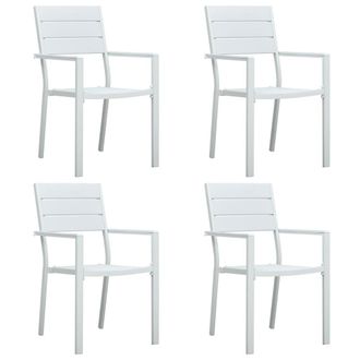 vidaXL Sillas De Jard&iacute;n 4 Unidades Hdpe Aspecto De Madera Blanco Vidaxl
