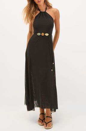 Vix Lelia Mesh Halter Dress in Black at Nordstrom, Size X-Small