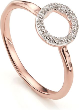Monica Vinader Rose Gold Riva Mini Circle Stacking Ring Diamond