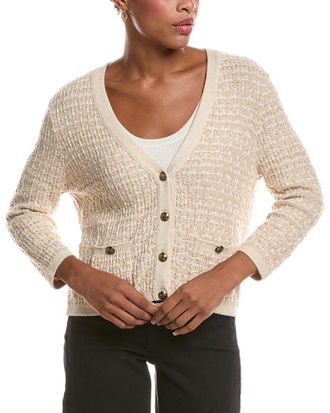 Autumn Cashmere Cropped Texture Stitch V-Neck Jacket