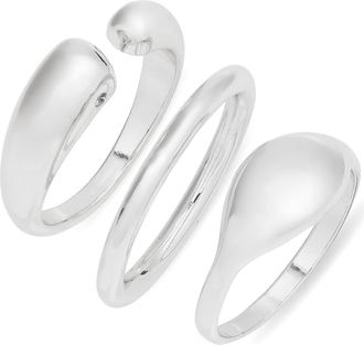 Nordstrom Set of 3 Organic Teardrop Band Rings in Silver at Nordstrom, Size 9