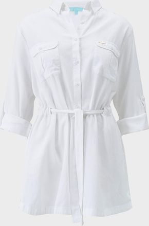 Melissa Odabash Lacey Cotton-Linen Mini Shirtdress Coverup