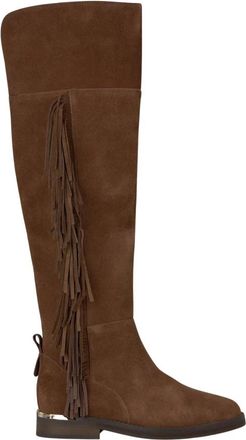 Alma En Pena Hoge platte laars franjes - Dames - Hoge Laarzen - Bruin - 36 EU - Schoenen