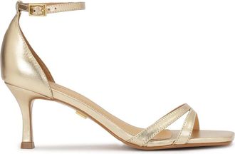 Kazar Gouden leren sandalen met lage hak - Dames - Sandalen met hakken - Geel - 35 EU - Leer - Schoenen