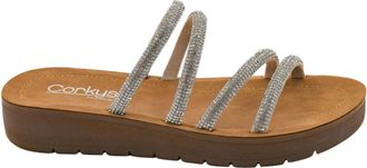 Corkys Footwear Womens Rhinestone Slide Sandals In Brown