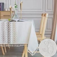 OEM Mantel Rectangular Impermeable, De Algod&oacute;n Y Lino, 140 X 180 Cm, Con Borla, Elegante Mantel Rectangular Para La Decoraci&oacute;n De La Mesa De La Cocina