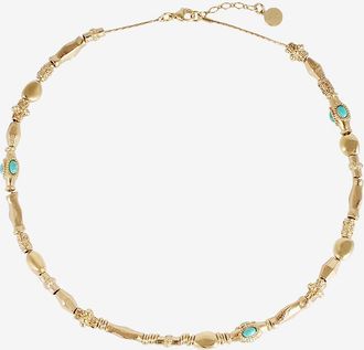 Gas Bijoux Goldene Halskette mit Perlen und Cabochons Kali