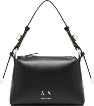 A|X Armani Exchange Schoudertas met Verstelbare Riem en Logo - Dames - Handtassen - Zwart - ONE Size - Polyester - Tassen