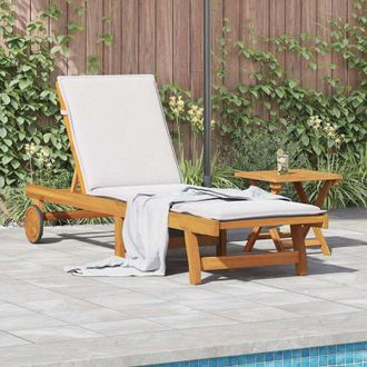 vidaXL Vidaxl - Lettino Prendisole con Tavolino Legno Massello di Acacia