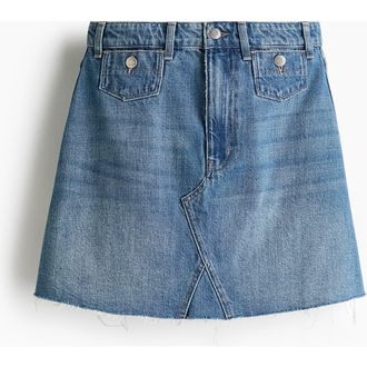 H&M A-line Denim Skirt in Denim Blue at Nordstrom, Size 18