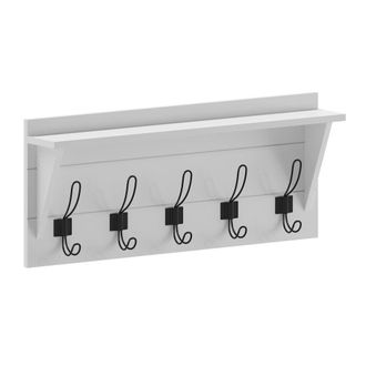 Flash Furniture Rustic 24 Wall Mount Storage Shelf with 5 Hanging Hooks