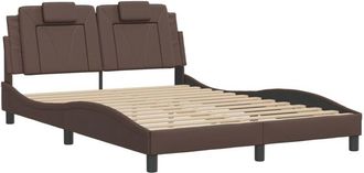 vidaXL Vidaxl - Estructura cama con luces led cuero sintético marrón 120x200 cm