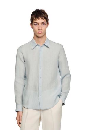 Sandro Linen shirt in Sky Blue at Nordstrom, Size Xx-Large