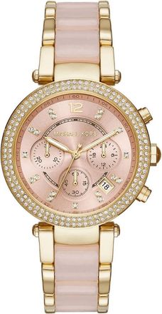 Michael Kors Womens Parker MK6326 Pink Dial Ladies Watch 39mm Gold-tone Stainless Steel - One Size