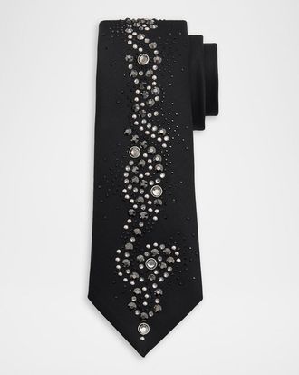 Versace Men & apos;s Wool Blend Medusa Rhinestone-Embellished Tie