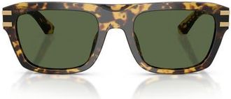 Dolce & Gabbana 54mm Rectangular Sunglasses in Yellow Havana /Dark Green at Nordstrom