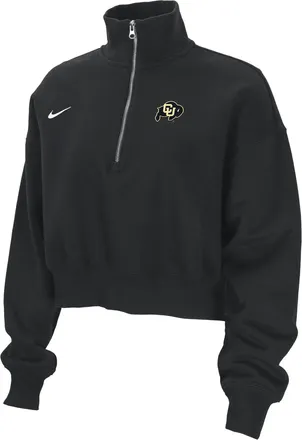 Nike Colorado Phoenix Fleece Nike Womens College Cropped 1/4-Zip Top in Black | ZW34590COLO-BLK